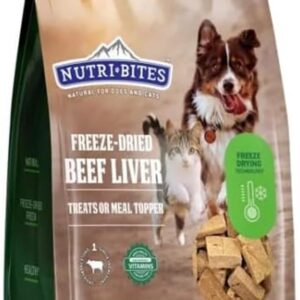 NutriBites Freeze Dried Liver Treats for Dogs & Cats - High-Protein Single Ingredient Freeze Dried Dog Treats, Beef Liver - Proudly Made in Canada - 27 OZ HIGH PROTIEN Natural Grain