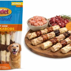 Cadet X-Large Dog Treat, 4-in-1 Beef Hide Shish Kabobs, 10 ct
